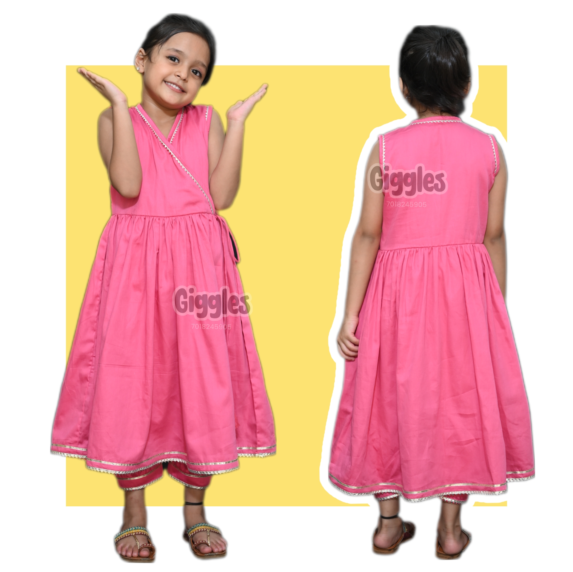 Gota Patti Handcrafted Carrot Pink 0utfit -HSH02