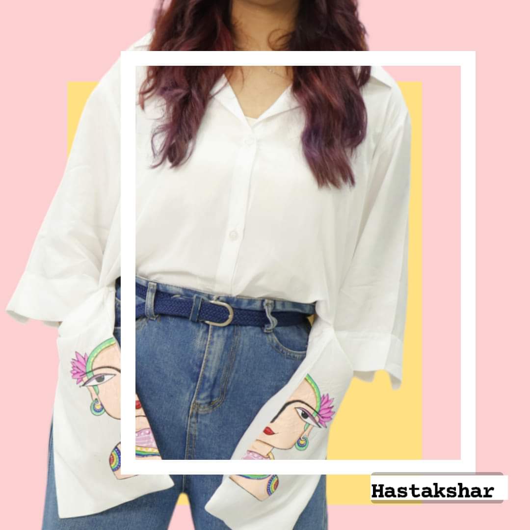 Hand painted high low shirt: The vibrant touch -HSP06